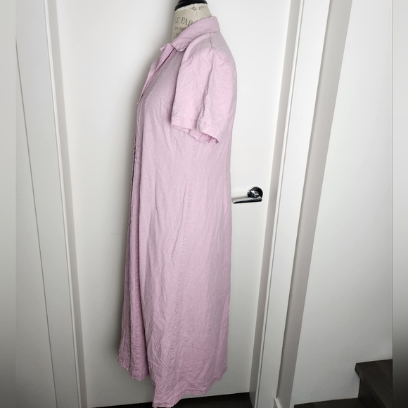 Pink Silk Button-Up Shirt Dress - Picture 3 of 12